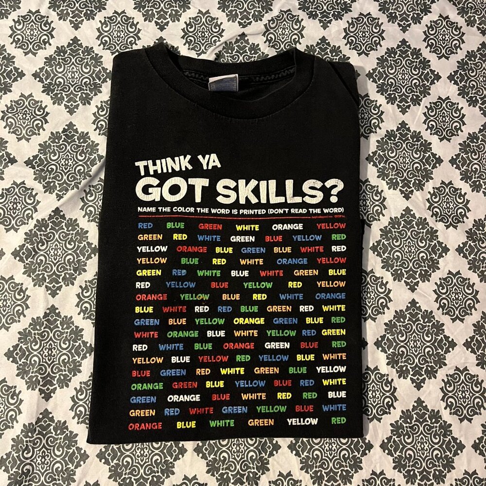 Vintage Y2K 00s 2000s Think Ya Got Skills Funny Humor Black Graphic Print Tee